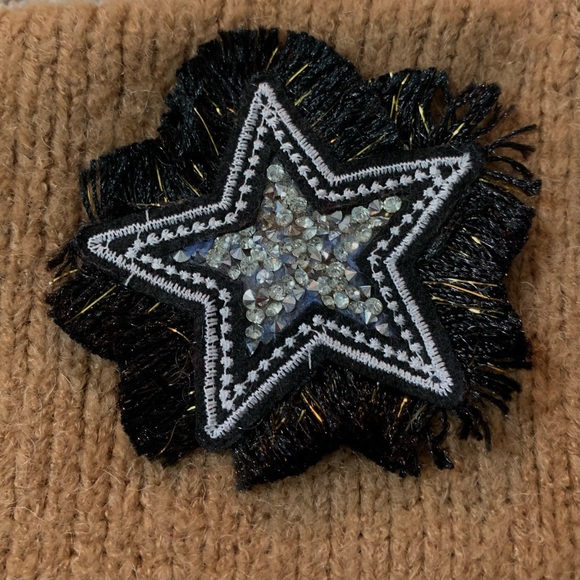 YEAR of THE DRAGON Stars Cross BEIGE WOOL Oversized JEWELED Turtleneck SWEATER - Picture 6 of 9